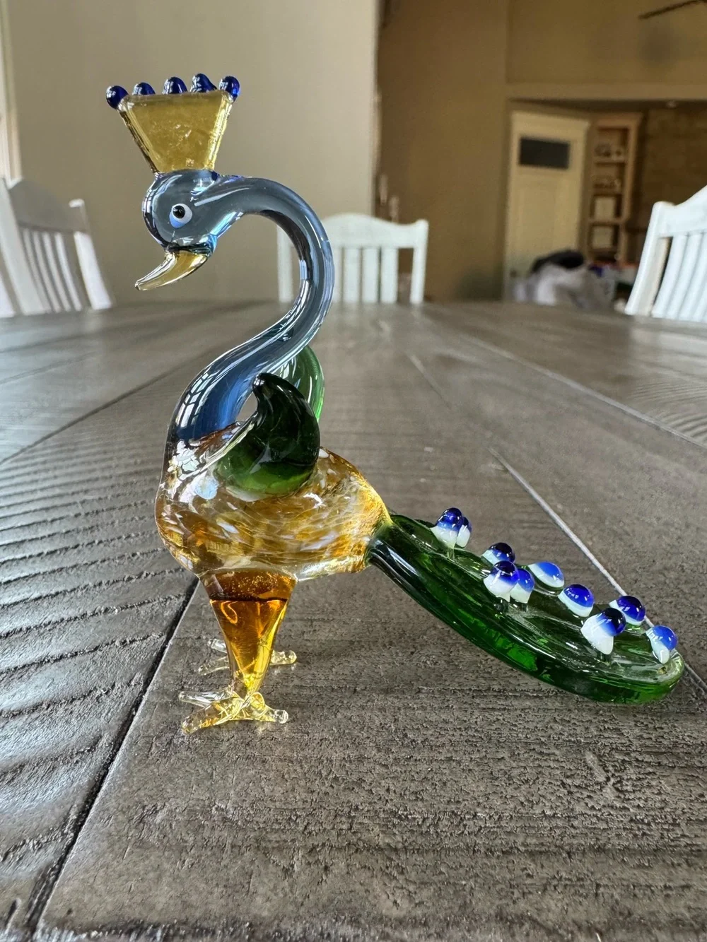 Pier 1 Imports Handmade - Handblown Art Glass Peacock Figurine
